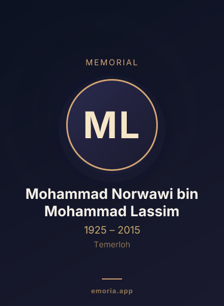 Memorial portrait of Mohammad Norwawi bin Mohammad Lassim