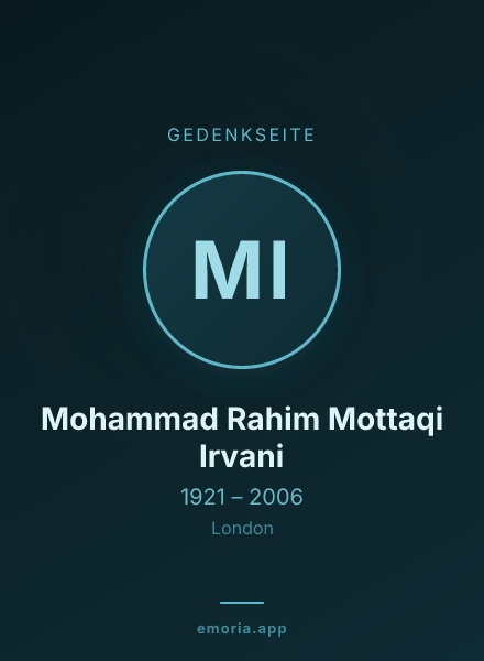 Gedenkportrait von Mohammad Rahim Mottaqi Irvani