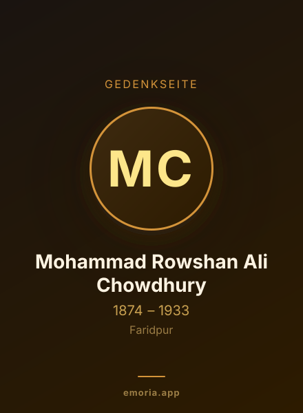 Gedenkportrait von Mohammad Rowshan Ali Chowdhury
