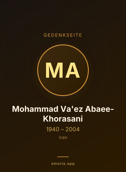 Gedenkportrait von Mohammad Va'ez Abaee-Khorasani
