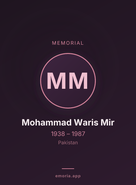Memorial portrait of Mohammad Waris Mir