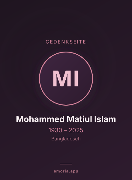 Gedenkportrait von Mohammed Matiul Islam