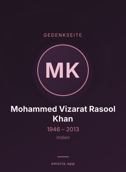 Gedenkportrait von Mohammed Vizarat Rasool Khan