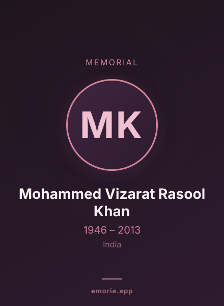 Memorial portrait of Mohammed Vizarat Rasool Khan