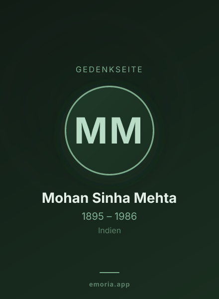 Gedenkportrait von Mohan Sinha Mehta