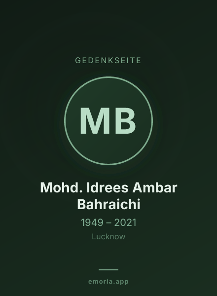 Gedenkportrait von Mohd. Idrees Ambar Bahraichi