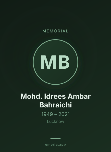 Memorial portrait of Mohd. Idrees Ambar Bahraichi