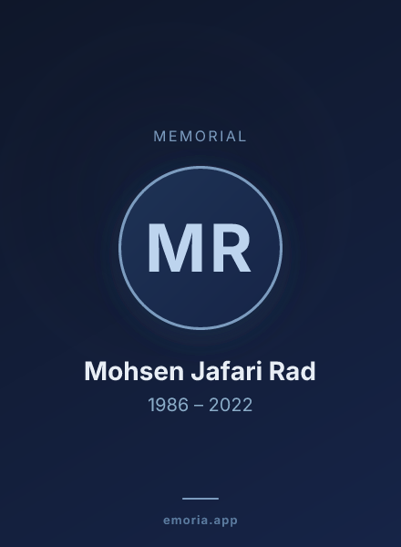 Memorial portrait of Mohsen Jafari Rad