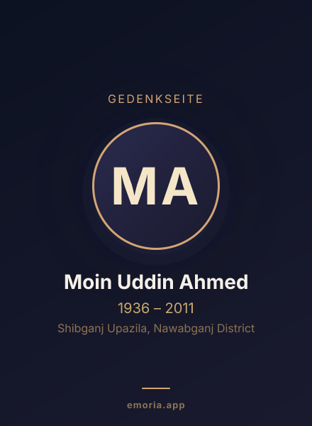 Gedenkportrait von Moin Uddin Ahmed