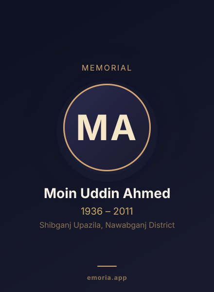 Memorial portrait of Moin Uddin Ahmed