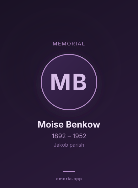 Memorial portrait of Moise Benkow