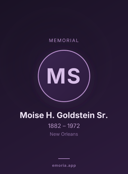 Memorial portrait of Moise H. Goldstein Sr.
