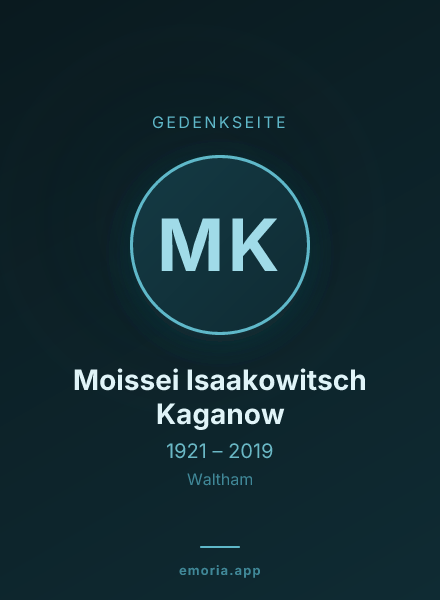 Gedenkportrait von Moissei Isaakowitsch Kaganow