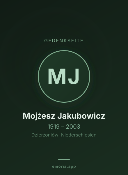 Gedenkportrait von Mojżesz Jakubowicz
