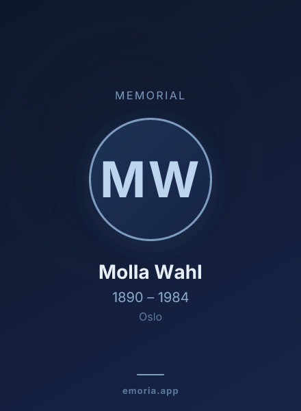 Memorial portrait of Molla Wahl