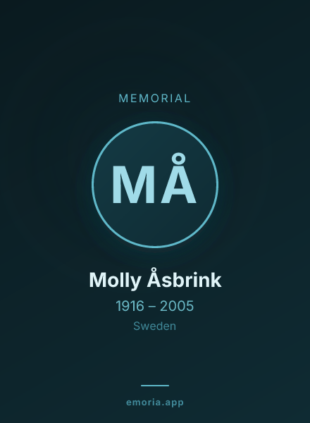 Memorial portrait of Molly Åsbrink