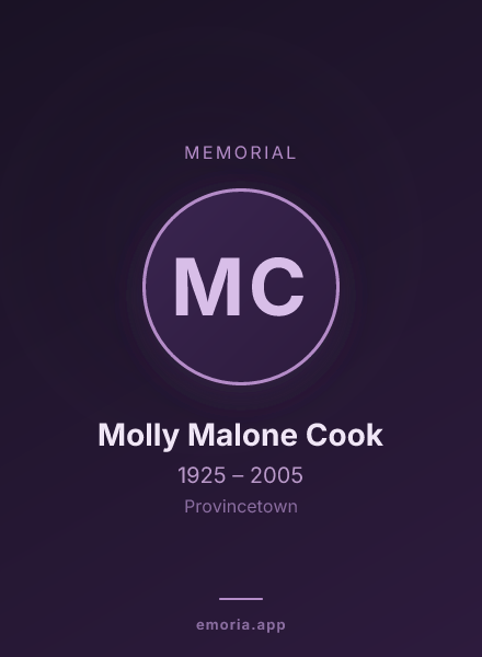 Memorial portrait of Molly Malone Cook