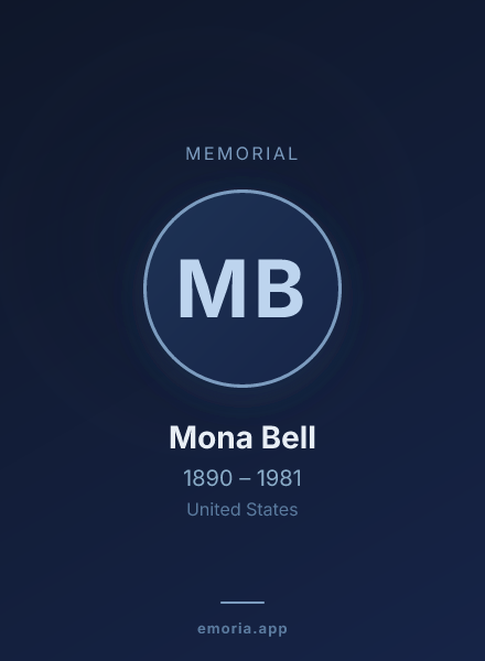 Memorial portrait of Mona Bell