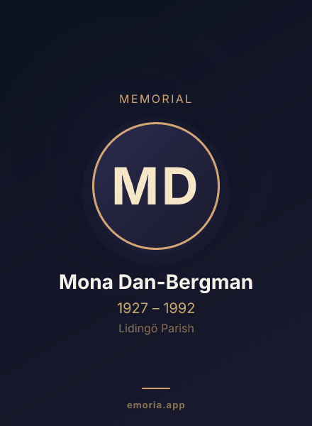Memorial portrait of Mona Dan-Bergman