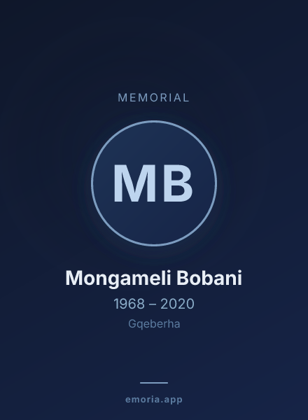 Memorial portrait of Mongameli Bobani