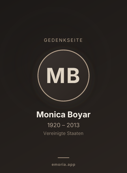 Gedenkportrait von Monica Boyar
