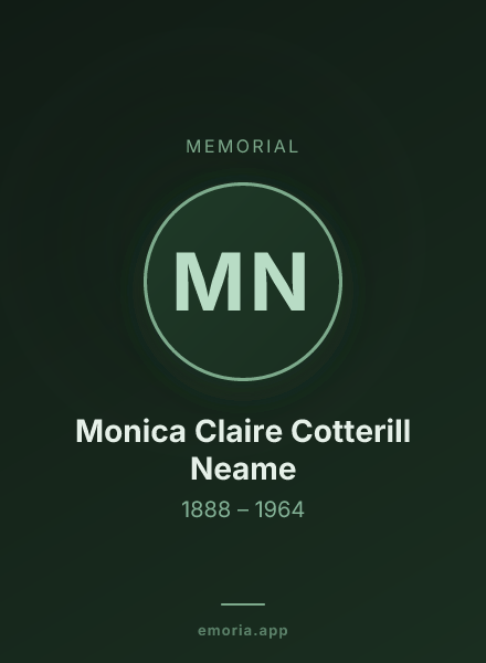 Memorial portrait of Monica Claire Cotterill Neame