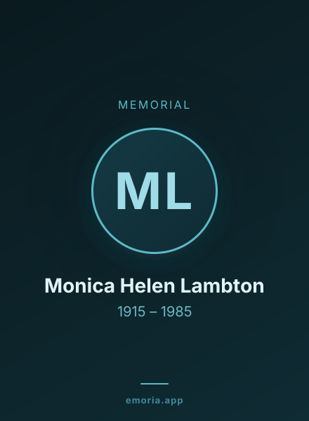 Memorial portrait of Monica Helen Lambton