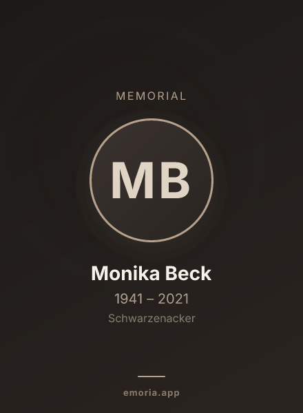Memorial portrait of Monika Beck