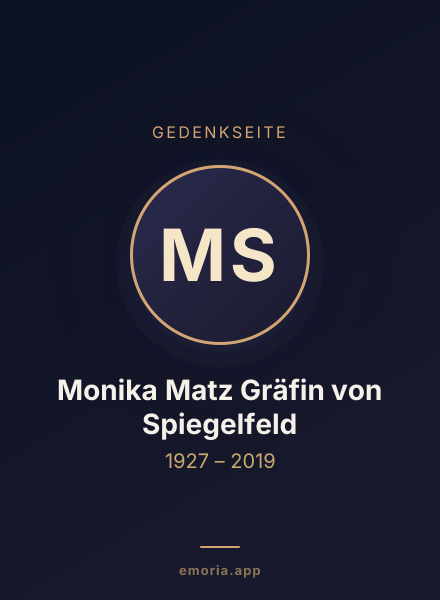 Gedenkportrait von Monika Matz Gräfin von Spiegelfeld