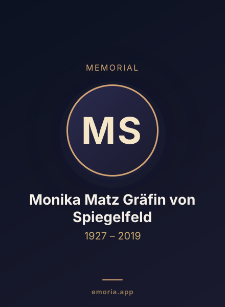 Memorial portrait of Monika Matz Gräfin von Spiegelfeld