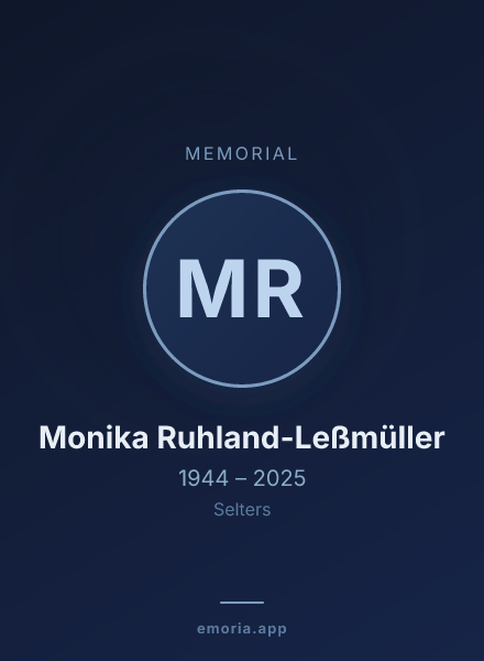 Memorial portrait of Monika Ruhland-Leßmüller