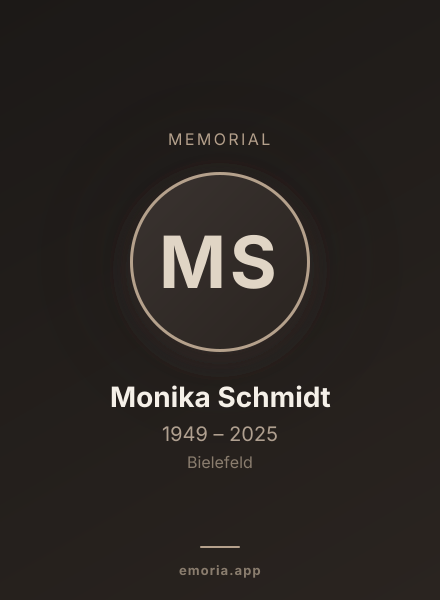 Memorial portrait of Monika Schmidt