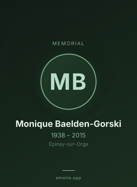 Memorial portrait of Monique Baelden-Gorski
