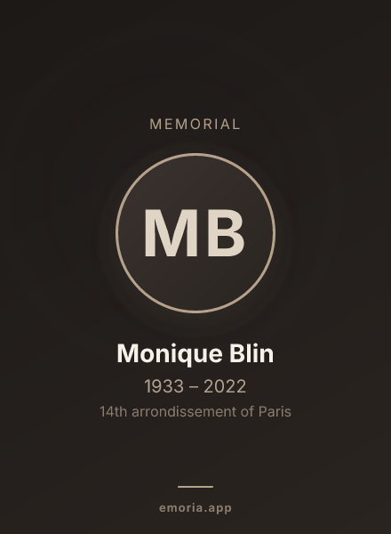 Memorial portrait of Monique Blin