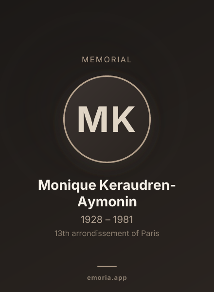 Memorial portrait of Monique Keraudren-Aymonin