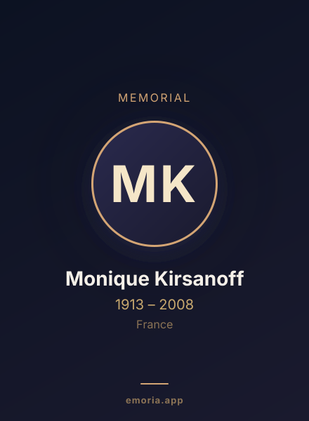 Memorial portrait of Monique Kirsanoff