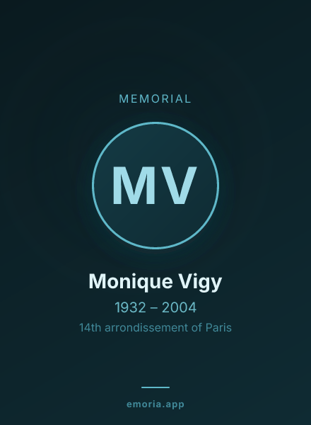 Memorial portrait of Monique Vigy