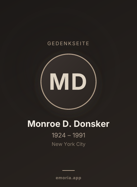 Gedenkportrait von Monroe D. Donsker