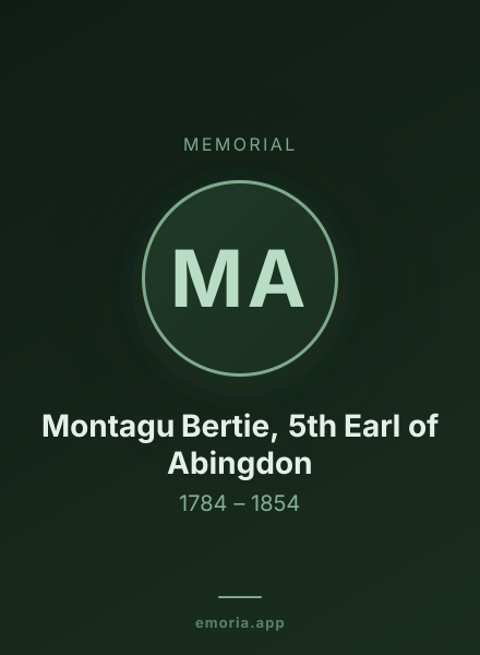 Memorial portrait of Montagu Bertie, 5th Earl of Abingdon