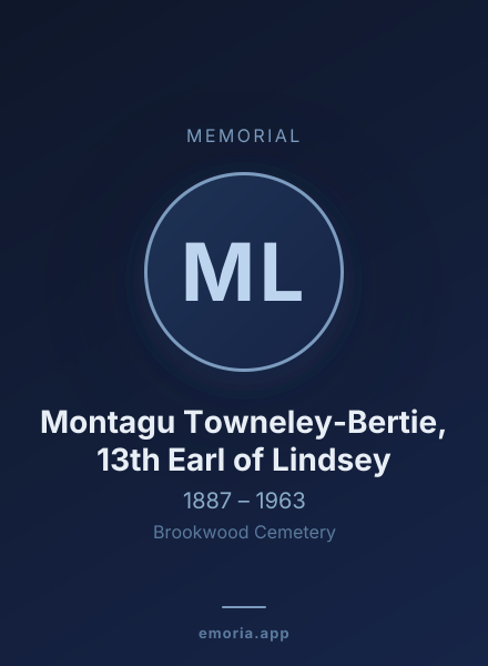 Memorial portrait of Montagu Towneley-Bertie, 13th Earl of Lindsey