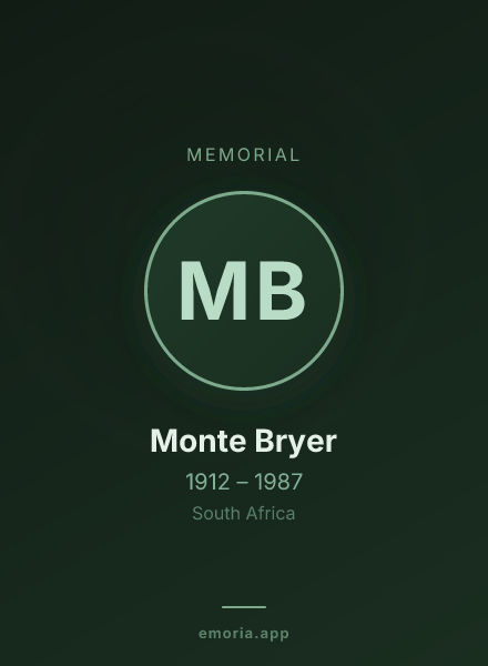 Memorial portrait of Monte Bryer