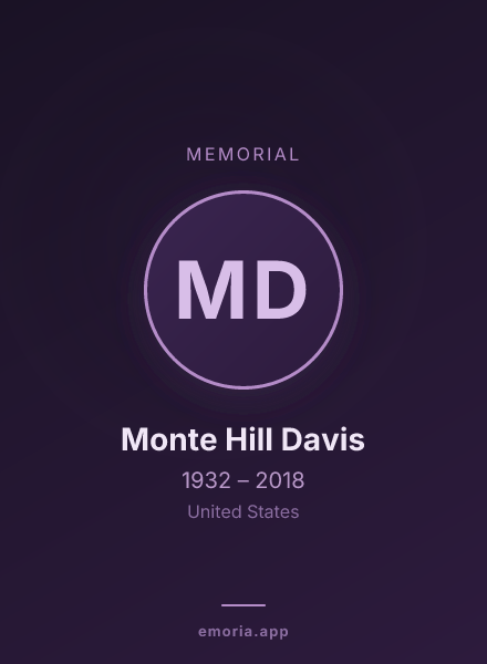 Memorial portrait of Monte Hill Davis