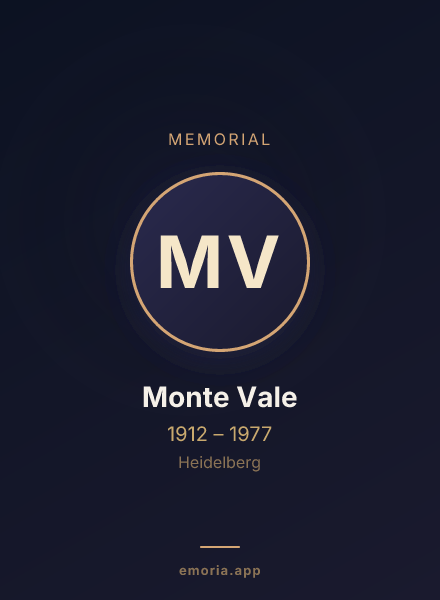 Memorial portrait of Monte Vale