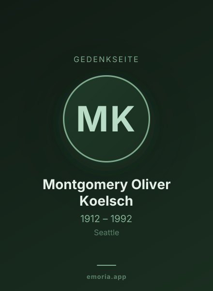 Gedenkportrait von Montgomery Oliver Koelsch