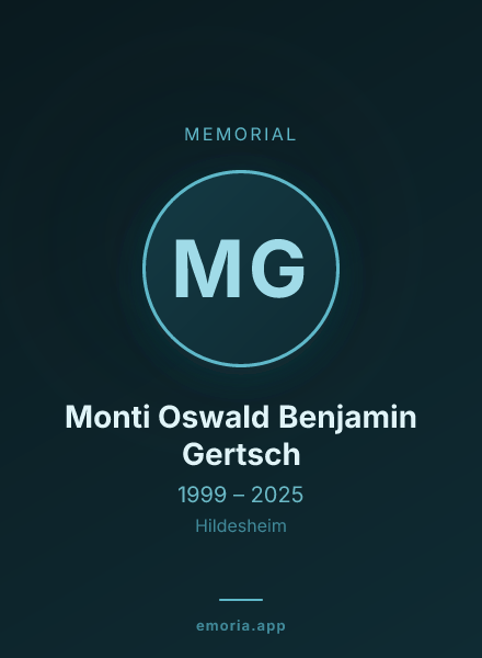 Memorial portrait of Monti Oswald Benjamin Gertsch
