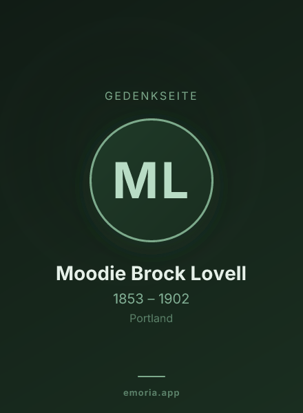 Gedenkportrait von Moodie Brock Lovell