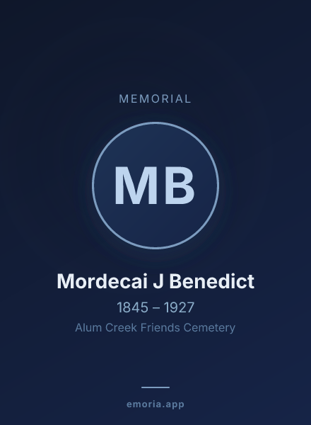 Memorial portrait of Mordecai J Benedict