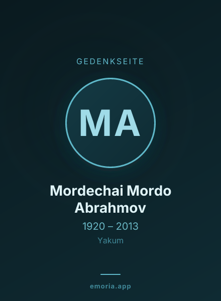 Gedenkportrait von Mordechai Mordo Abrahmov