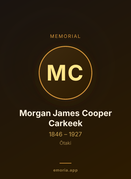 Memorial portrait of Morgan James Cooper Carkeek
