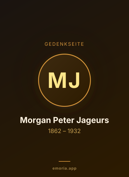 Gedenkportrait von Morgan Peter Jageurs